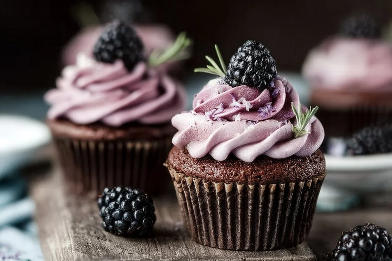 Blackberry Lavender Chocolate Cupcakes