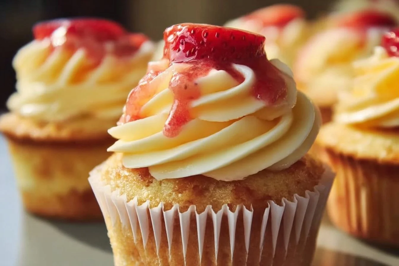 Mango Strawberry Cupcakes