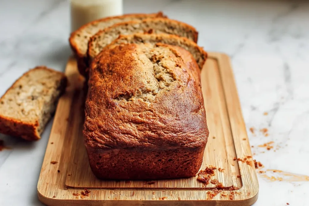 Healthy banana bread made with ripe bananas and wholesome ingredients