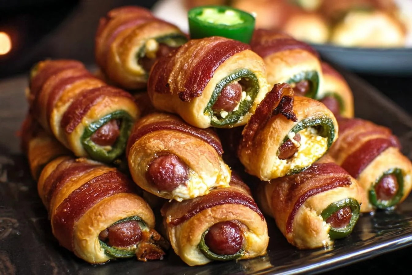 Jalapeño Popper Pigs in a Blanket appetizer with spicy jalapeños and creamy cheese