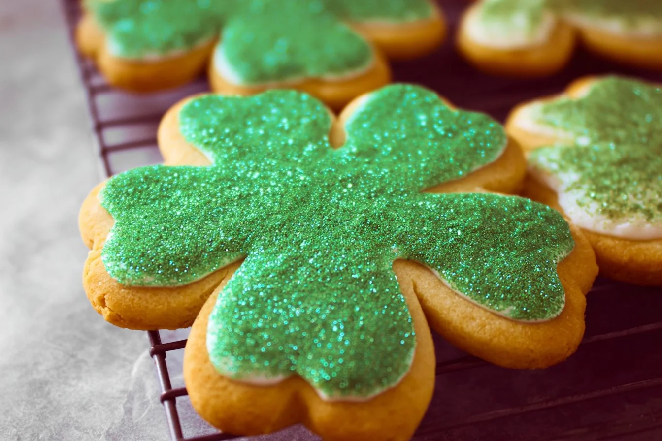 Delicious Shamrock Sugar Cookies decorated for St. Patrick's Day