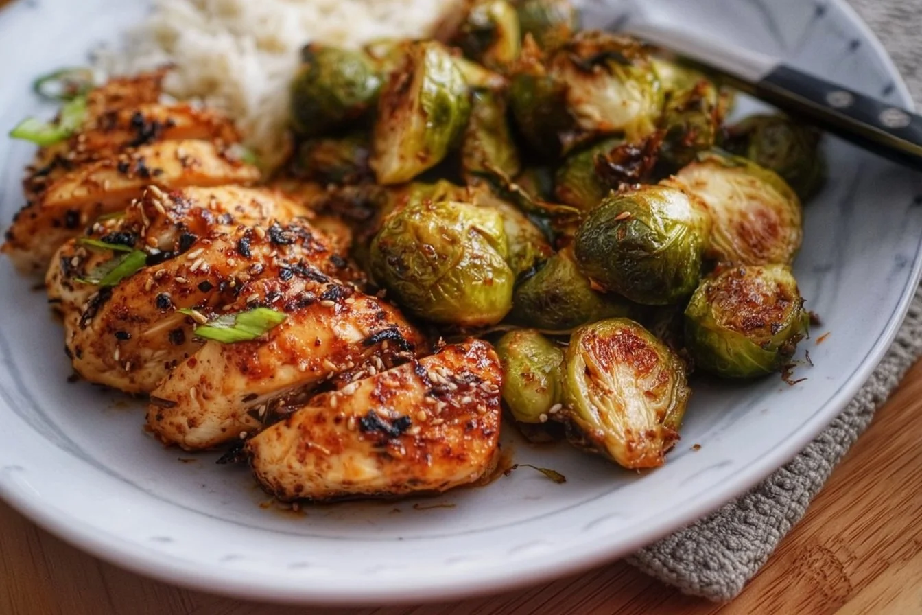 Air Fried Chicken Breast and Brussels Sprouts