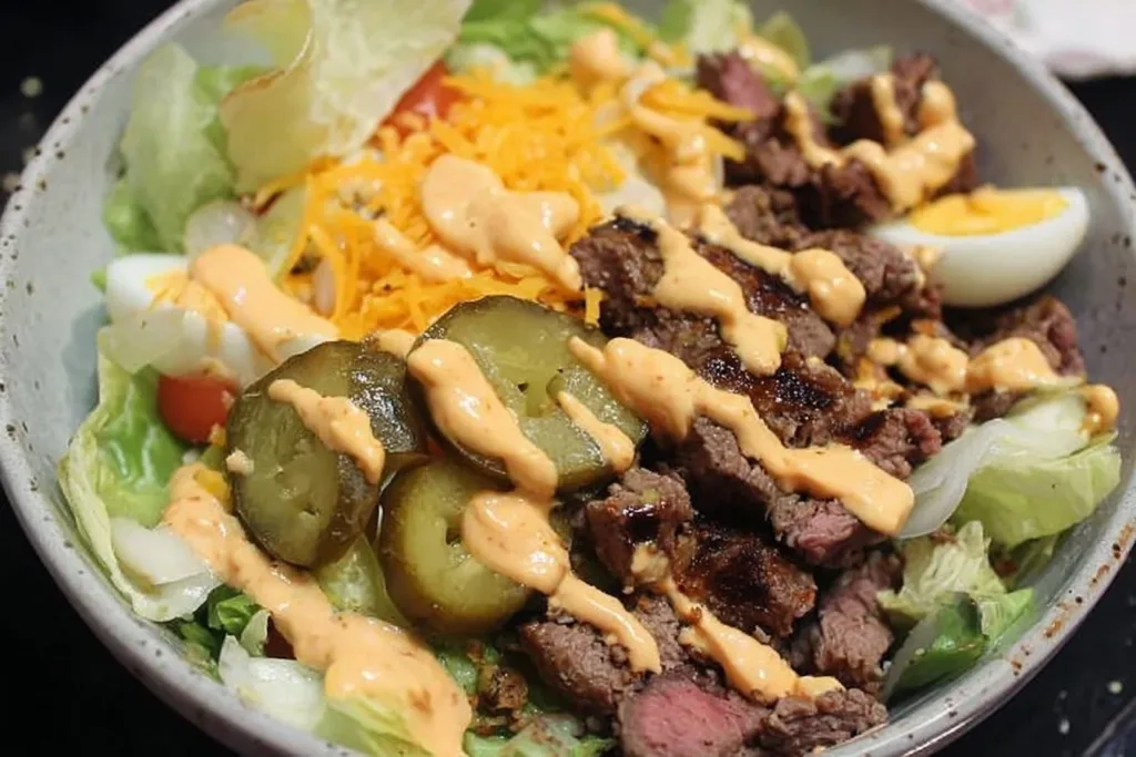 Delicious Big Mac Bowl recipe ideal for keto and high-protein diets