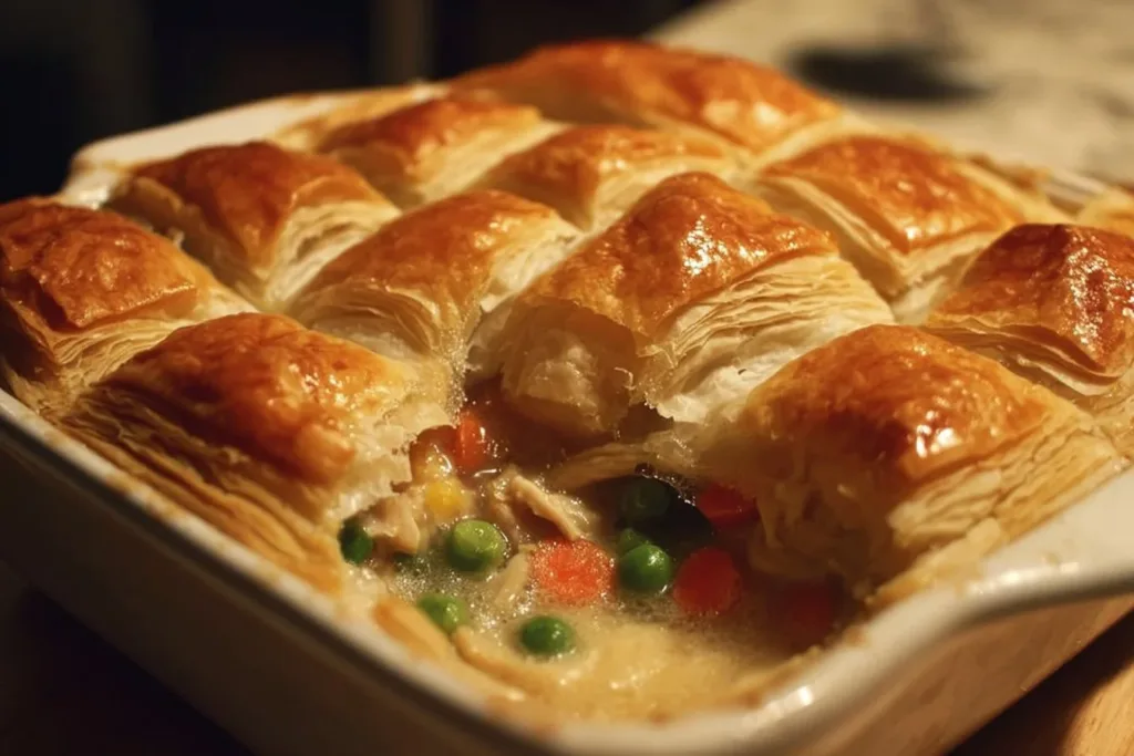 Chicken Pot Pie with Puff Pastry Recipe 5 Homemade Chicken Pot Pie with flaky puff pastry crust and savory filling