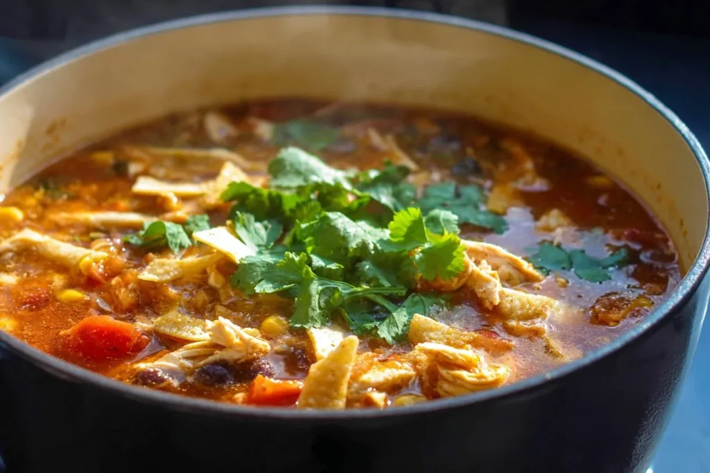 Chicken Tortilla Soup 5 Bowl of delicious Chicken Tortilla Soup topped with tortilla strips and avocado