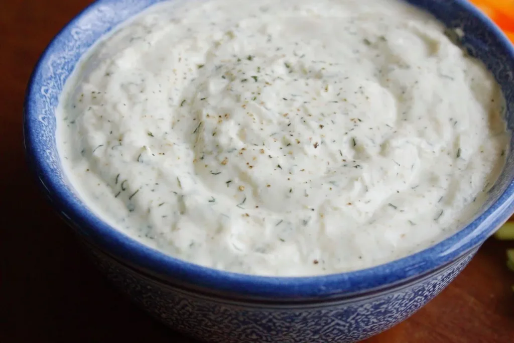 Homemade Cottage Cheese Ranch Dip served with fresh veggies