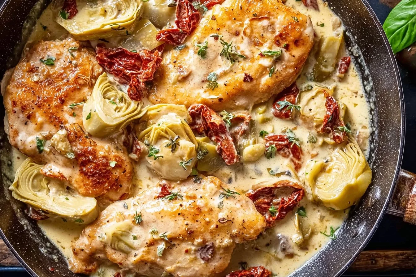 Creamy Chicken Breast with Sun-Dried Tomatoes and Artichokes 3 Creamy Chicken Breast with Sun-Dried Tomatoes and Artichokes