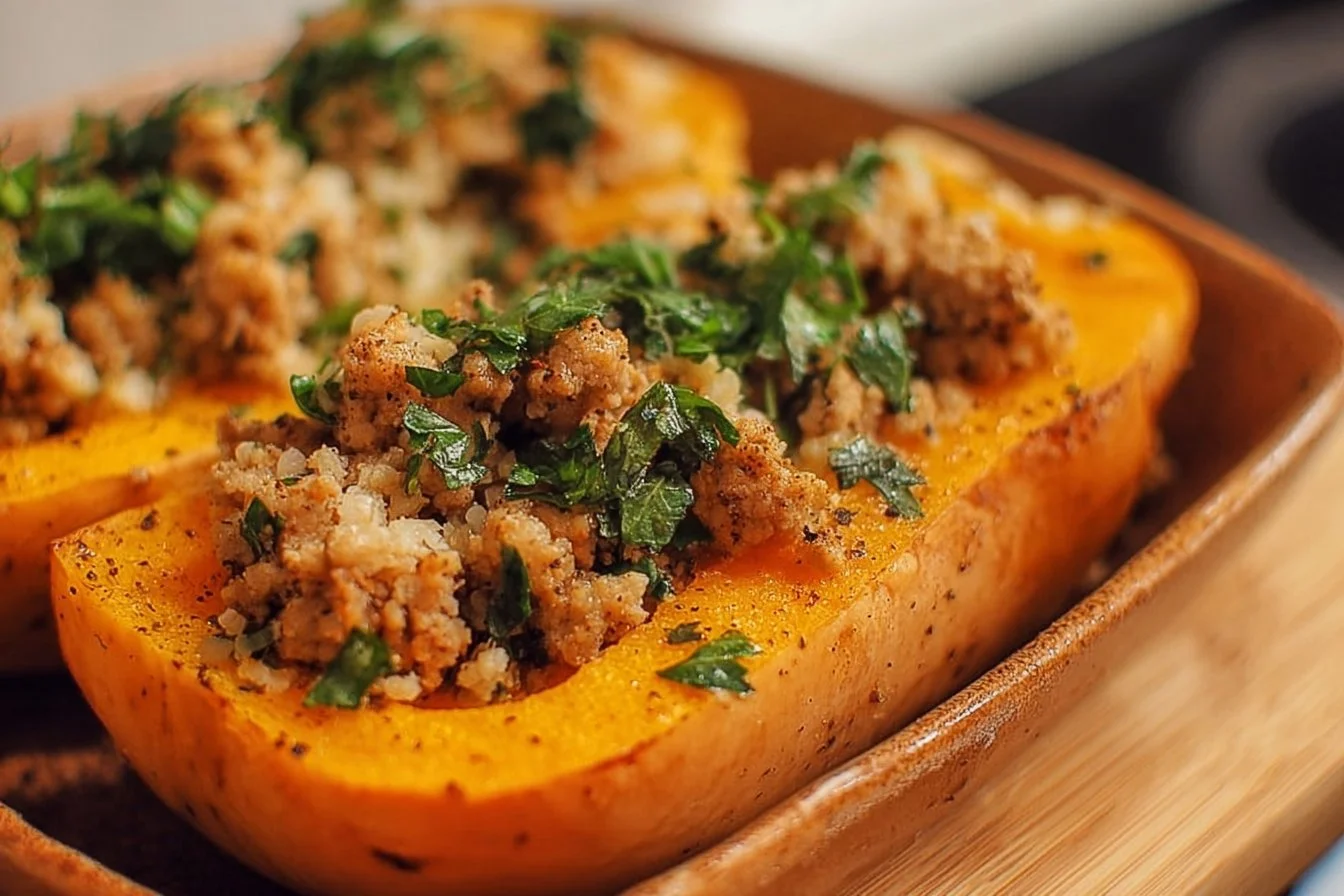 Easy Roasted Butternut Squash with Ground Turkey