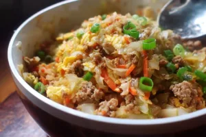 Delicious Egg Roll in a Bowl featuring fresh veggies and savory flavors