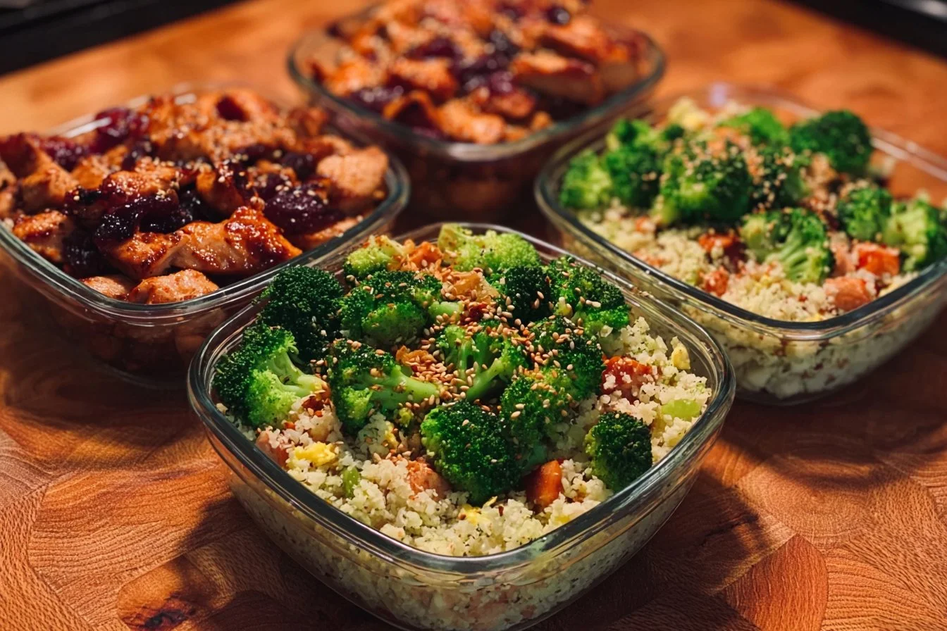 Fried Cauliflower Rice with Teriyaki Chicken and Broccoli