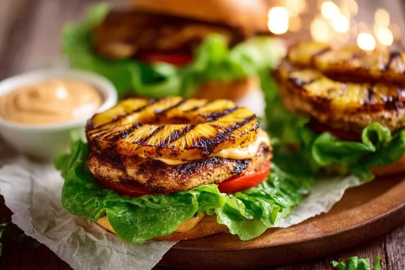 Grilled Hawaiian Chicken Burgers