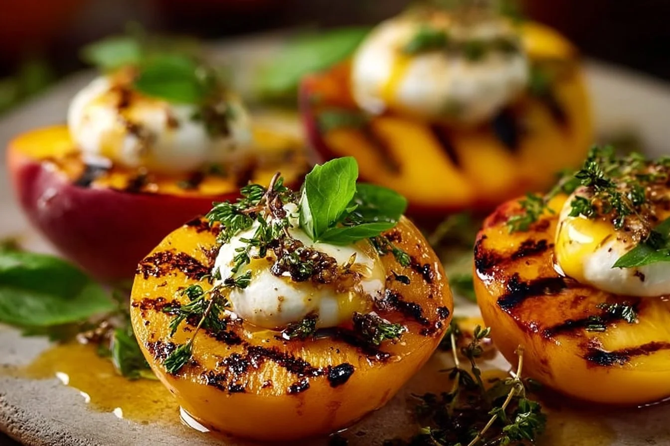 Grilled Nectarines with Burrata and Honey 3 Grilled Nectarines with Burrata and Honey