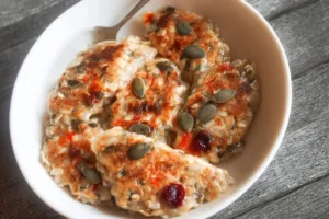 A colorful plate of high-fiber high-protein recipes showcasing healthy ingredients.