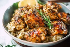 Delicious Instant Pot Greek Chicken served with fresh vegetables and herbs