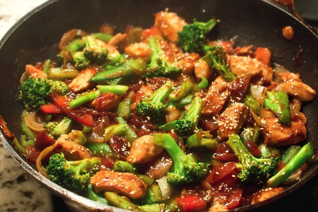 Delicious Keto Stir Fry with fresh vegetables and protein on a plate.