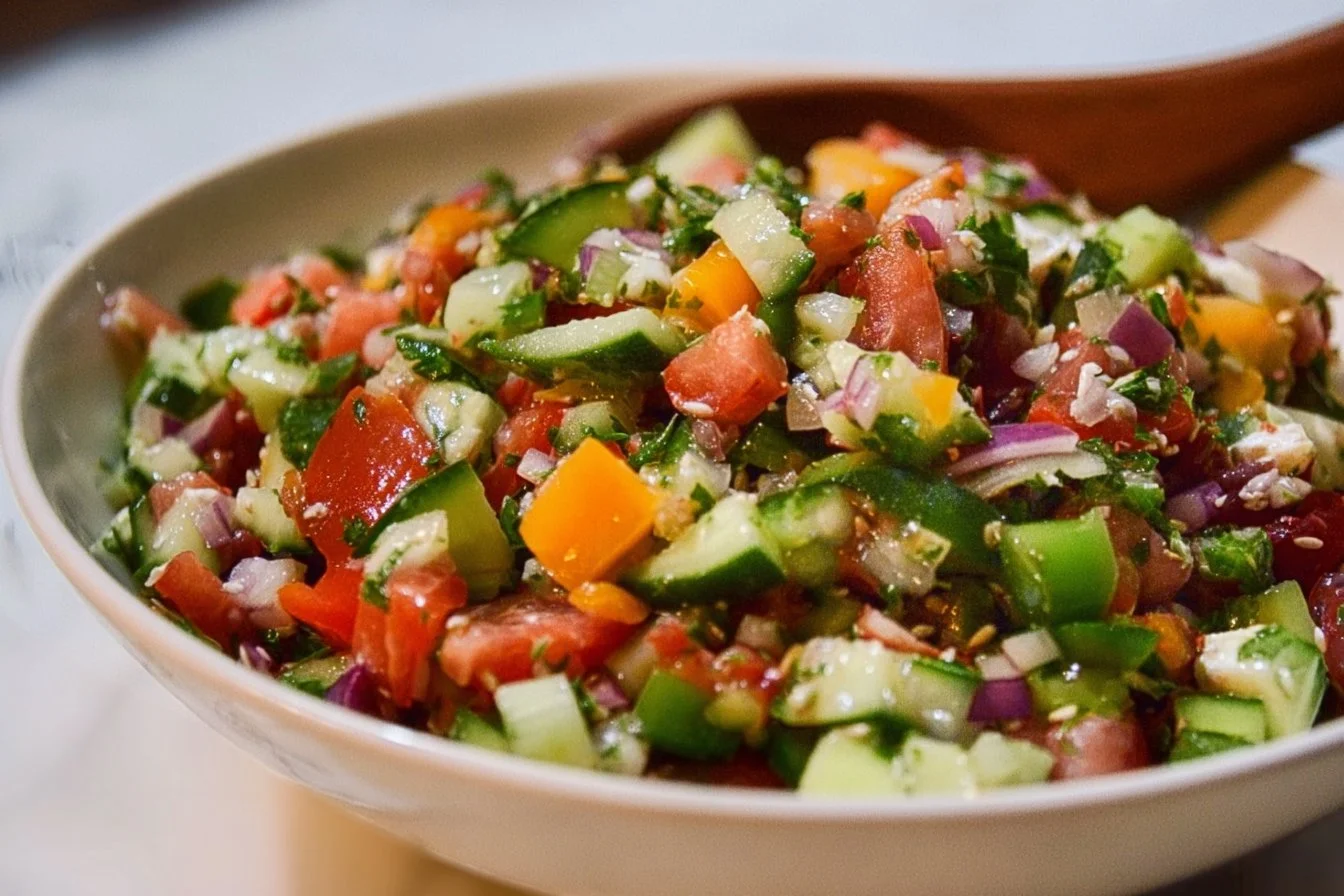 Mediterranean Chopped Salad 2 Fresh Mediterranean Chopped Salad with vegetables and herbs