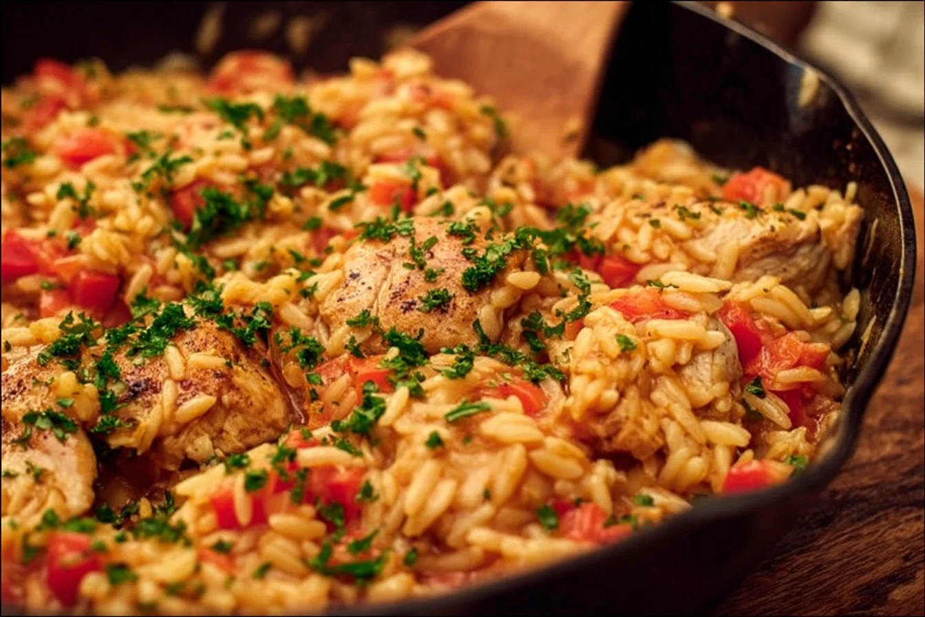 One Pot Red Pepper Chicken Orzo 3 One Pot Red Pepper Chicken Orzo
