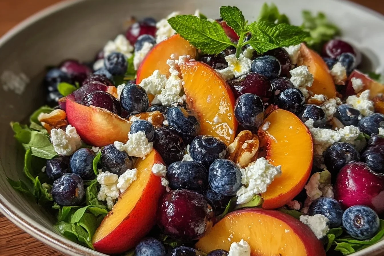 Peach and Blueberry Salad with Feta 3 Peach and Blueberry Salad with Feta