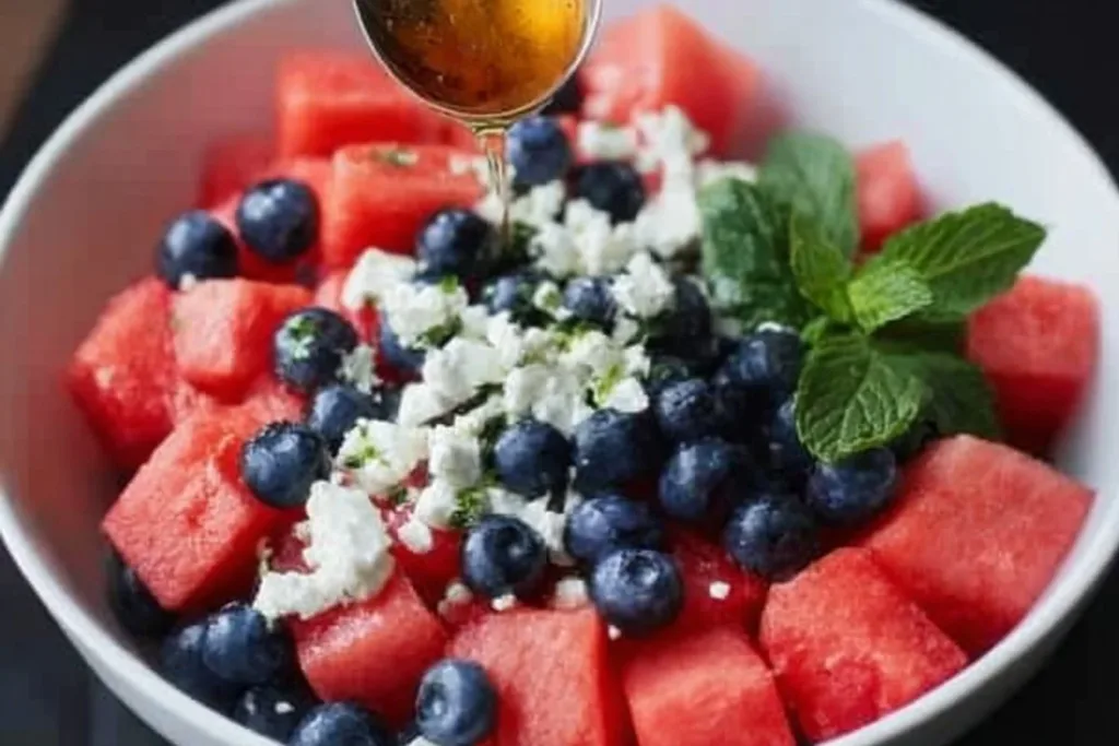 Fresh Watermelon Blueberry Feta Salad with vibrant colors and flavors