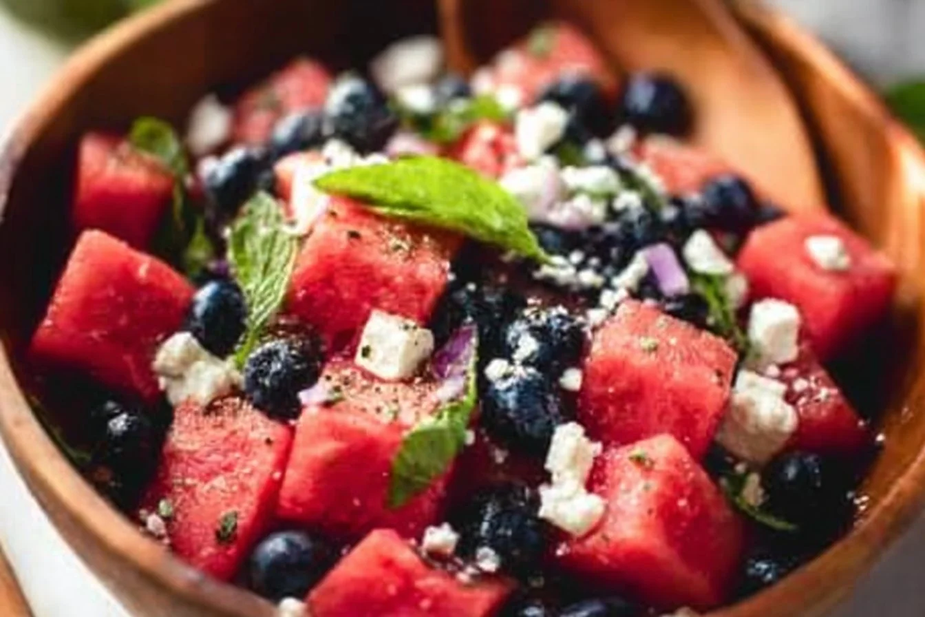 Watermelon Blueberry Feta Salad 3 Watermelon Blueberry Feta Salad
