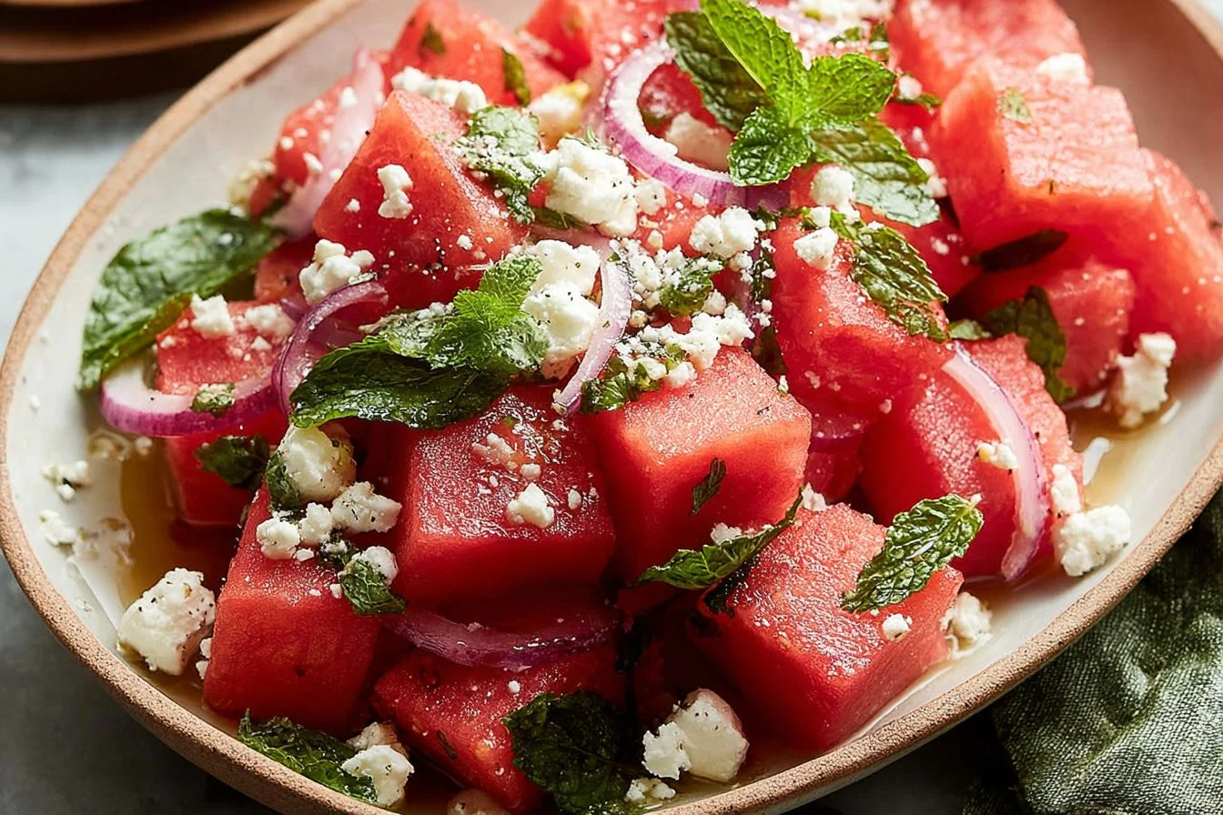Watermelon Feta Salad with Mint 3 Watermelon Feta Salad with Mint