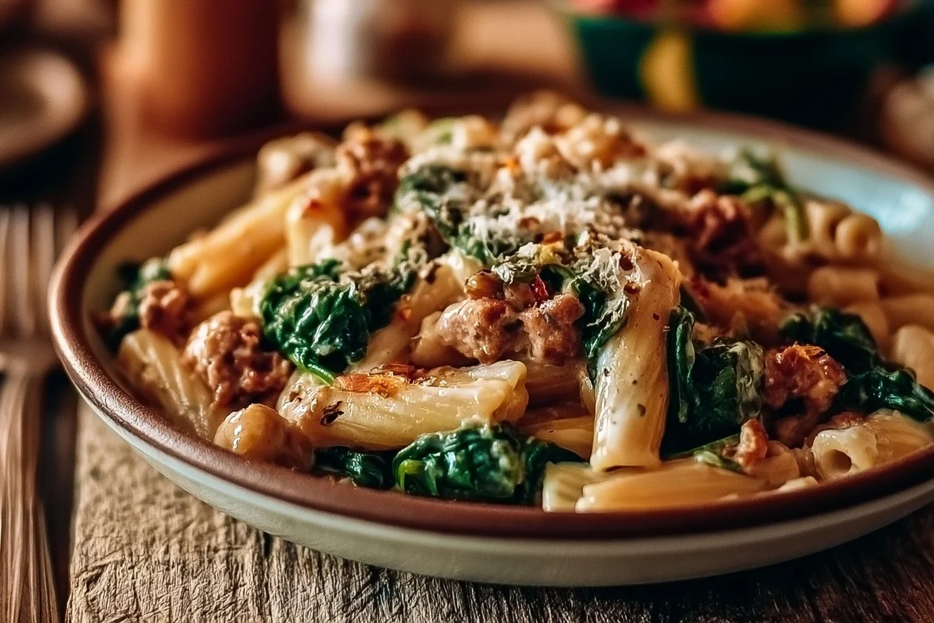 Creamy Ground Turkey Spinach Pasta 3 Creamy Ground Turkey Spinach Pasta