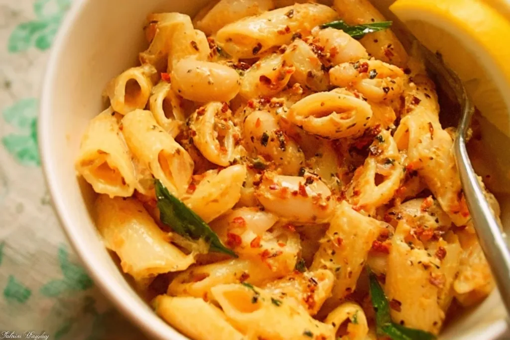 Creamy Marry Me Butter Bean Pasta dish served in a bowl with herbs