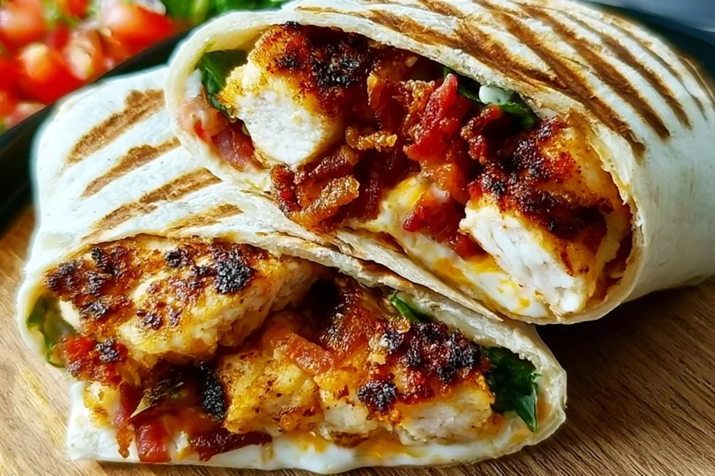 Crispy Chicken Bacon Ranch Wrap with fresh ingredients and savory flavors