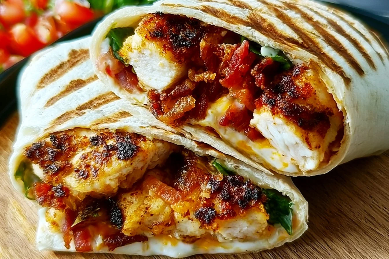 Crispy Chicken Bacon Ranch Wrap with fresh ingredients and savory flavors