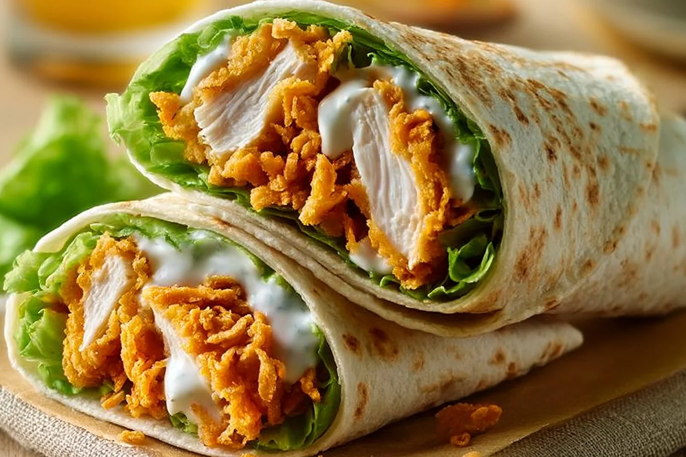Crispy Chicken Ranch Snack Wraps for Quick, Tasty Meals 2 Crispy Chicken Ranch Snack Wraps served on a plate with fresh ingredients.
