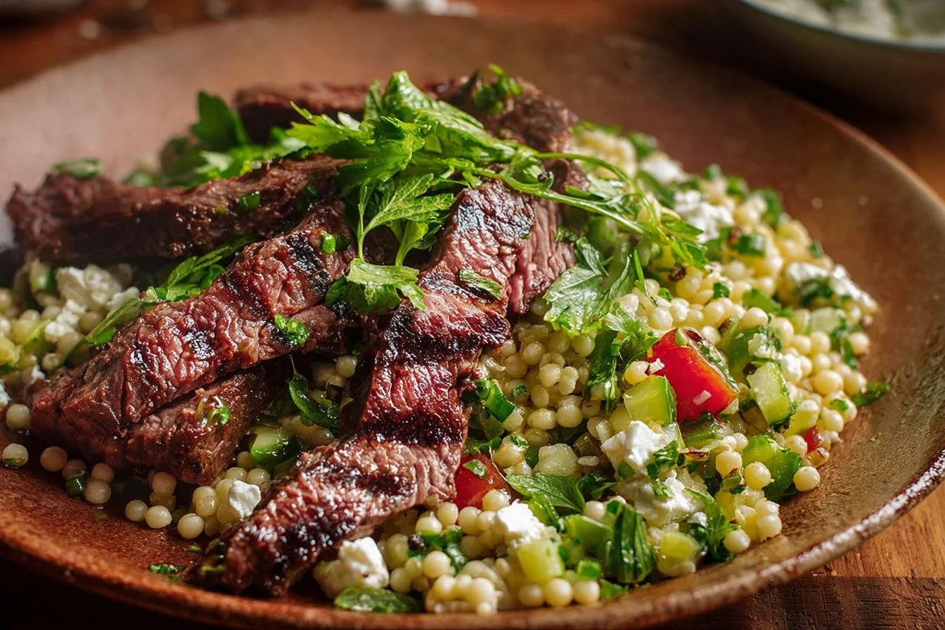 Grilled Skirt Steak with Pearl Couscous Salad