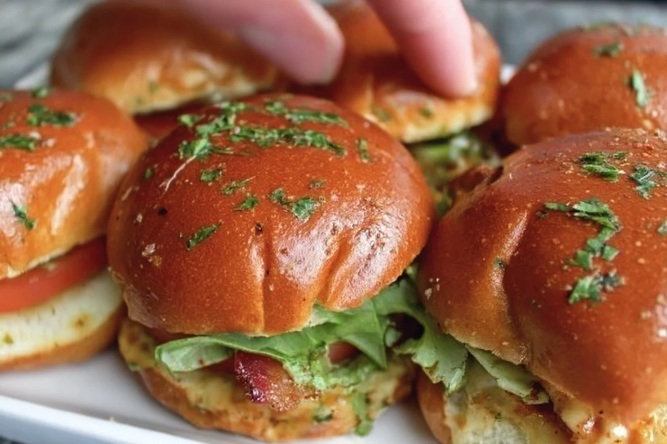 Honey Mustard Chicken BLT Sliders served on a platter