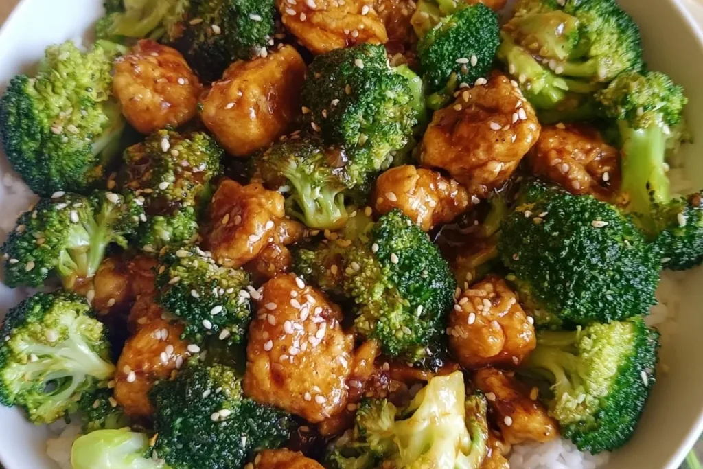 Delicious Honey Sesame Chicken and Broccoli dish served on a plate