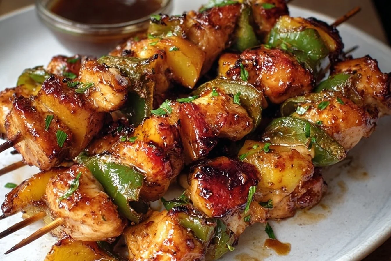 Grilled Jalapeno Peach Chicken Skewers with vibrant colors and smoky glaze