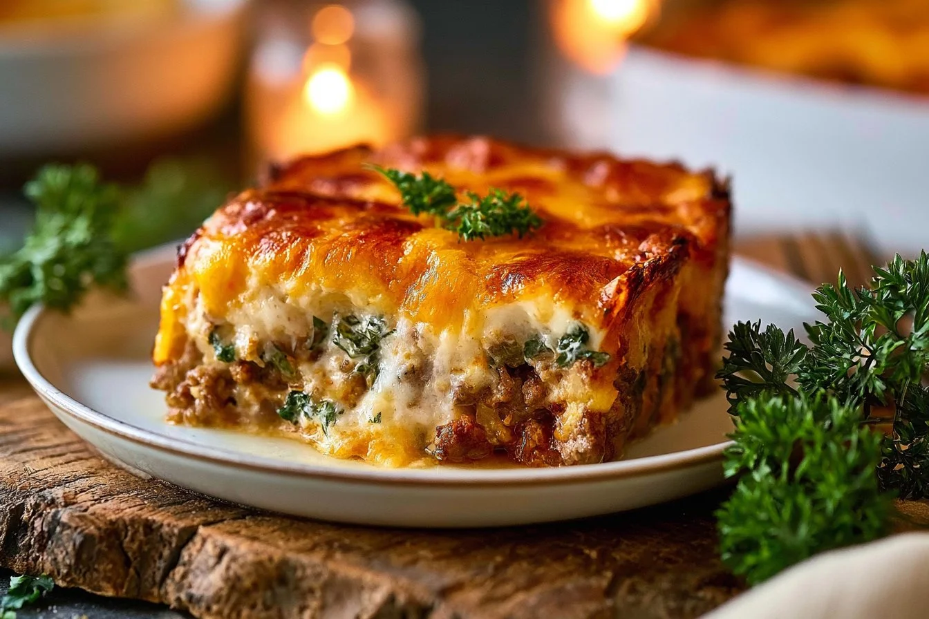 Low Carb High Protein Turkey Cheeseburger Casserole