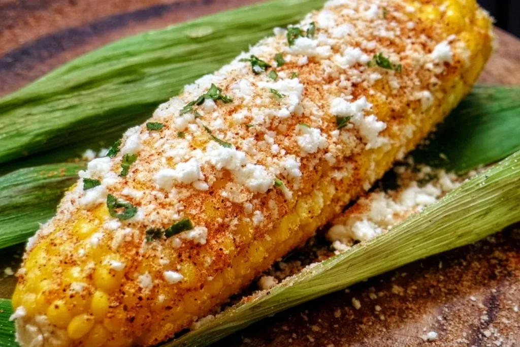 Mexican Street Corn (Elote) 5 Delicious Mexican Street Corn (Elote) topped with cheese and spices.