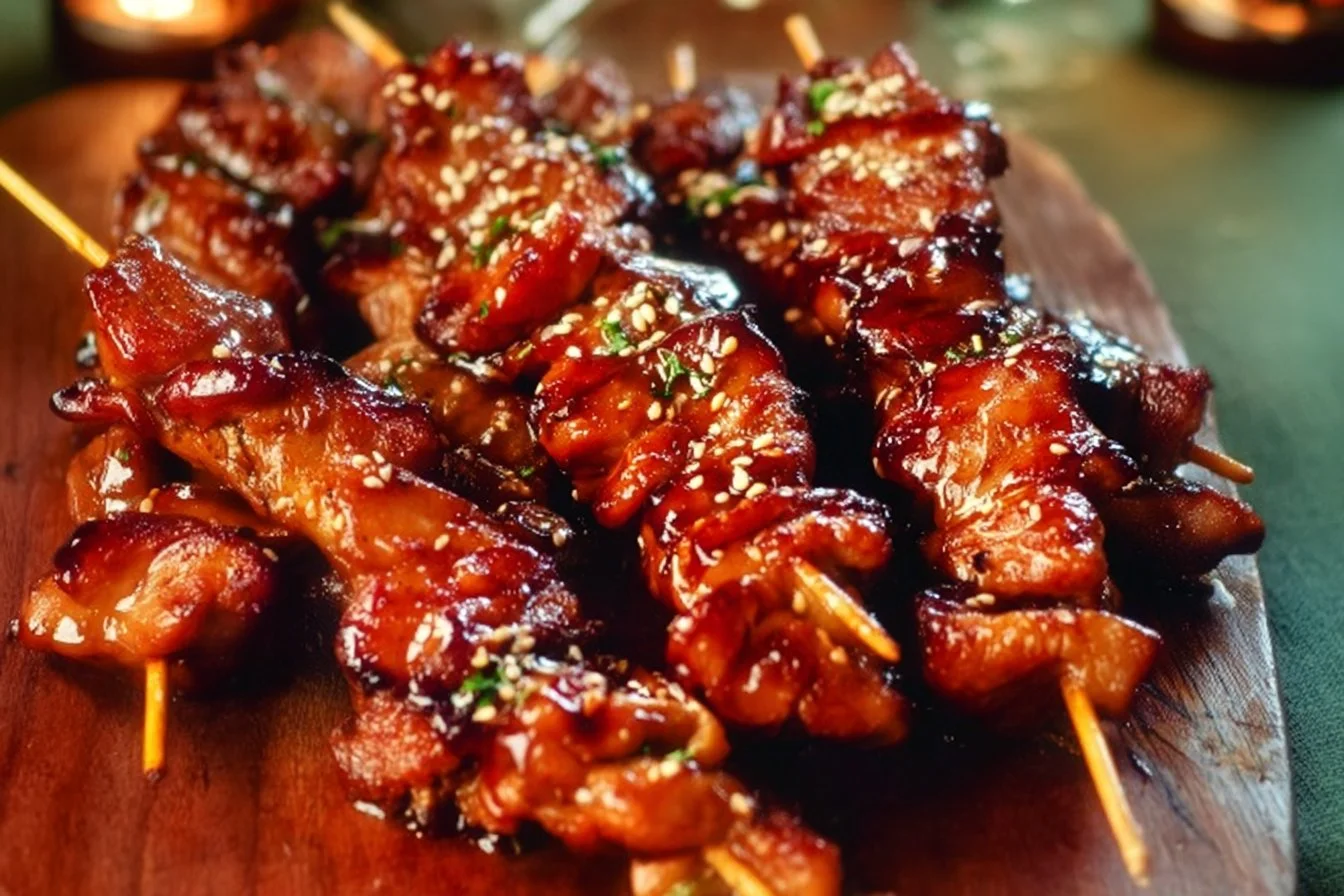 Sticky Bourbon Chicken Skewers 3 Sticky Bourbon Chicken Skewers