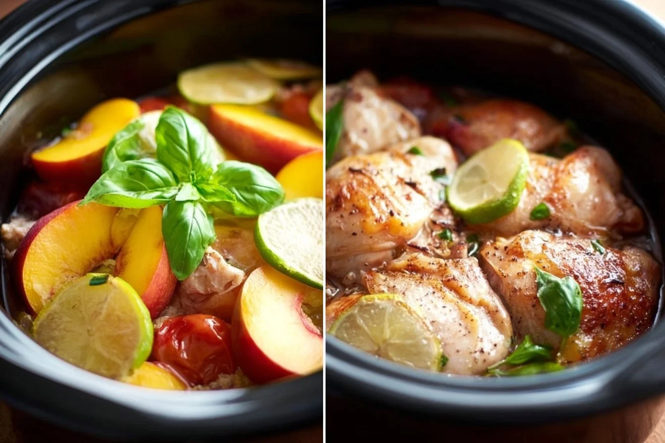 Summer Slow Cooker Peach Chicken with Basil 3 Summer Slow Cooker Peach Chicken with Basil